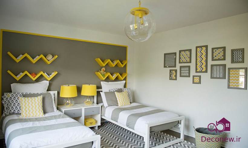 اتاق کودکان خاکستری زرد